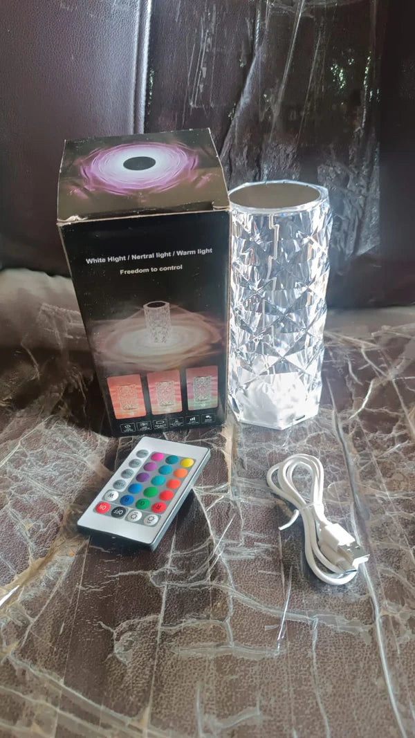 ✨ Crystal LED Touch Table Lamp – 3D Diamond Glow