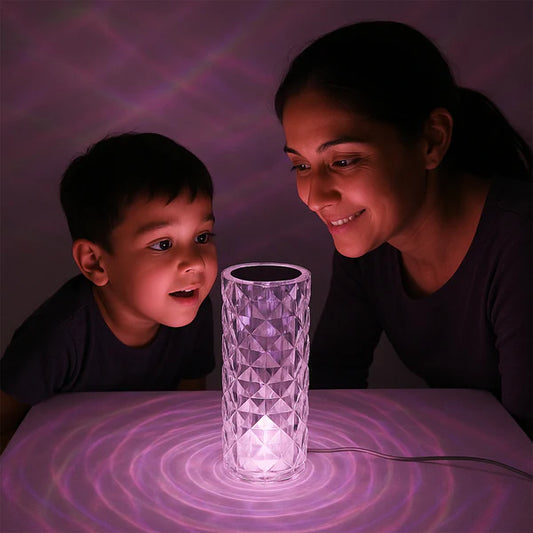✨ Crystal LED Touch Table Lamp – 3D Diamond Glow
