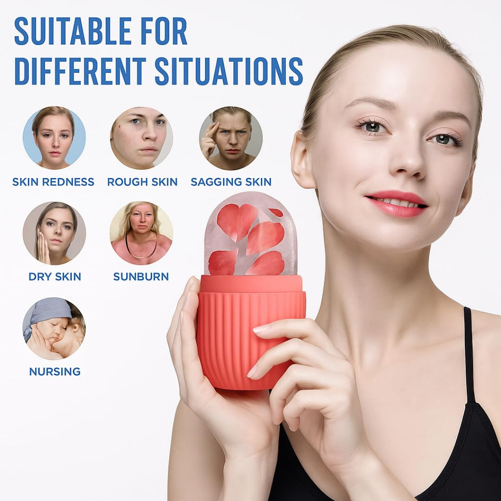 ANTIL'S Face Ice Roller for Men & Women – Reusable & Unbreakable Face Massager for Glowing Skin, Puffy Eyes & Relaxation – Ice Cube Roller for Skin Care (Multicolor)