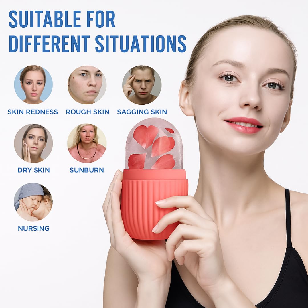 ANTIL'S Face Ice Roller for Men & Women – Reusable & Unbreakable Face Massager for Glowing Skin, Puffy Eyes & Relaxation – Ice Cube Roller for Skin Care (Multicolor)