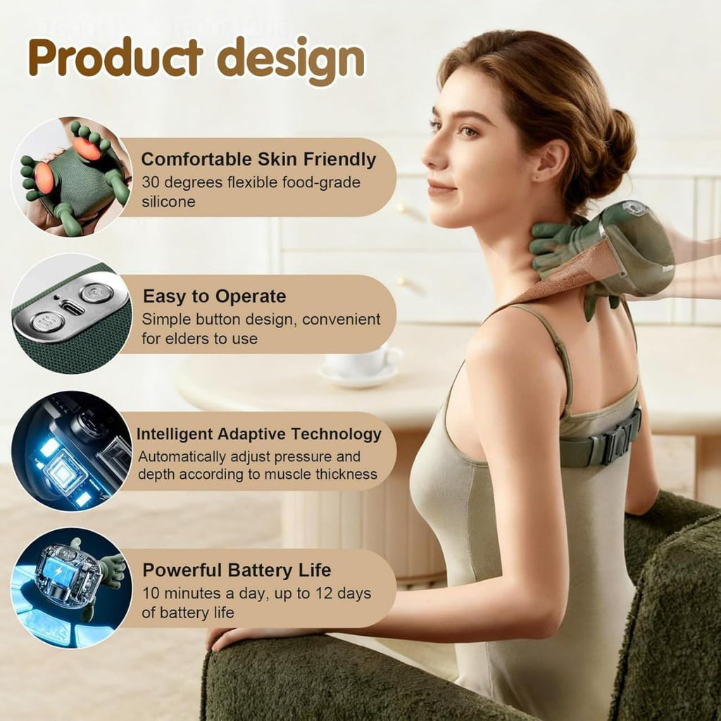 Rainspire Wireless Neck Massager with Heat, Deep Tissue 3D Kneading Shoulder Massager, Portable Rechargeable Cervical Pain Relief Device for Neck, Back, Shoulder, Stainless Steel Citrus Zester Tool