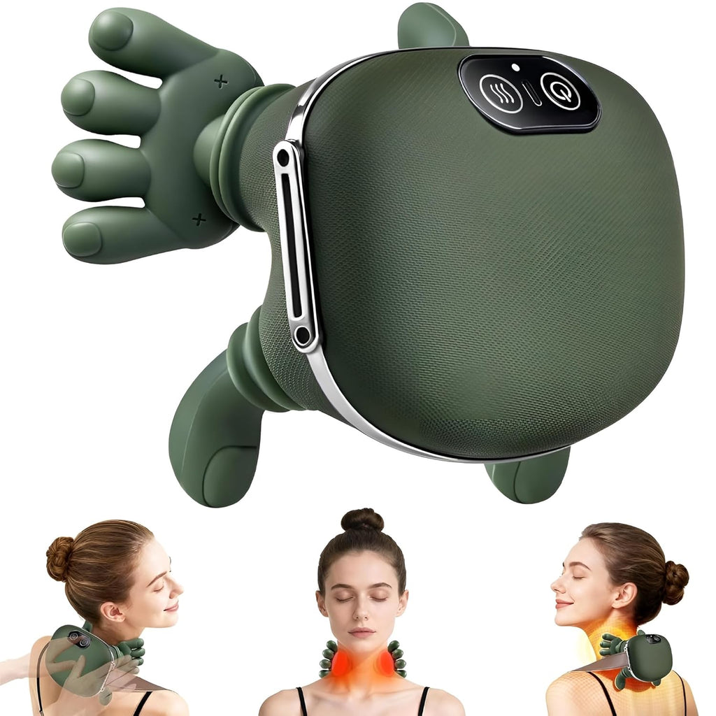 Rainspire Wireless Neck Massager with Heat, Deep Tissue 3D Kneading Shoulder Massager, Portable Rechargeable Cervical Pain Relief Device for Neck, Back, Shoulder, Stainless Steel Citrus Zester Tool