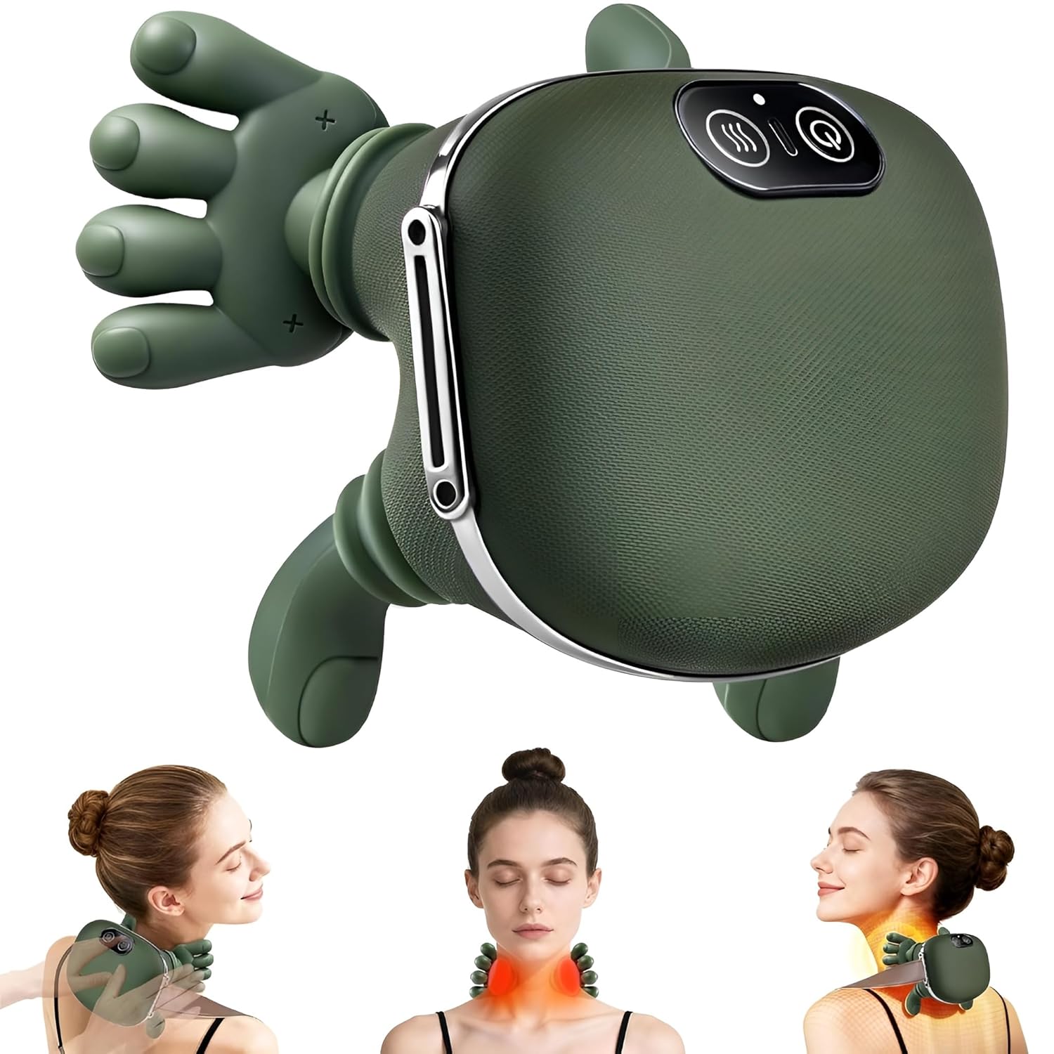 Rainspire Wireless Neck Massager with Heat, Deep Tissue 3D Kneading Shoulder Massager, Portable Rechargeable Cervical Pain Relief Device for Neck, Back, Shoulder, Stainless Steel Citrus Zester Tool