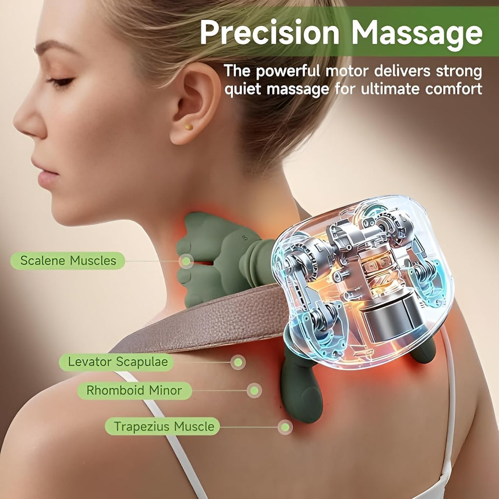 Rainspire Wireless Neck Massager with Heat, Deep Tissue 3D Kneading Shoulder Massager, Portable Rechargeable Cervical Pain Relief Device for Neck, Back, Shoulder, Stainless Steel Citrus Zester Tool