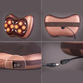 pillow massager Electronic Neck Cushion Full Body Massager with Heat for pain relief Massage Machine for Neck Back Shoulder Pillow Massager - Swiss Relaxation Therapy Adjustable Velcro Strap (Brown)