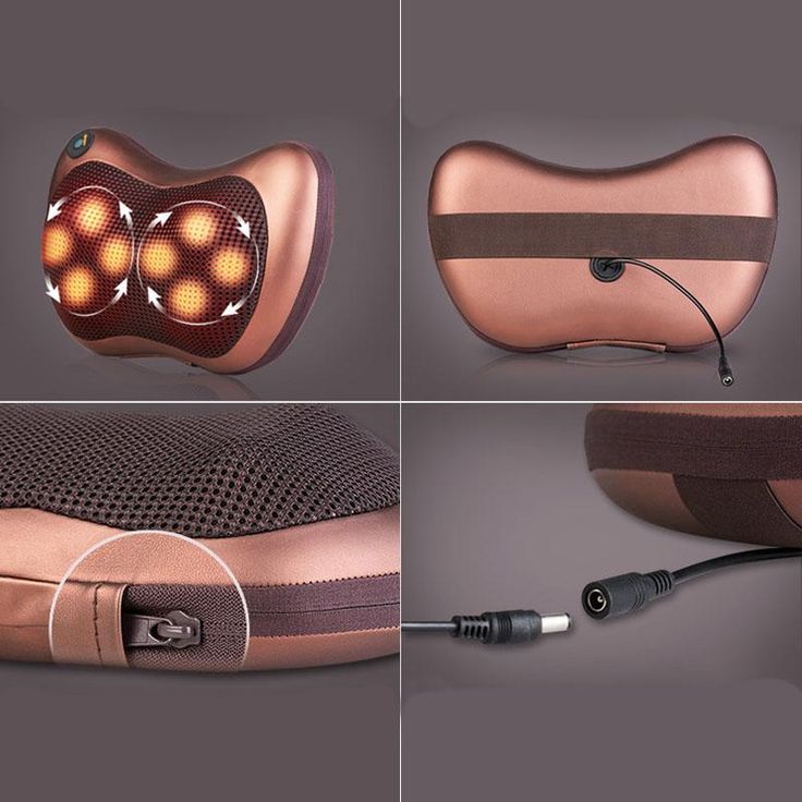 pillow massager Electronic Neck Cushion Full Body Massager with Heat for pain relief Massage Machine for Neck Back Shoulder Pillow Massager - Swiss Relaxation Therapy Adjustable Velcro Strap (Brown)