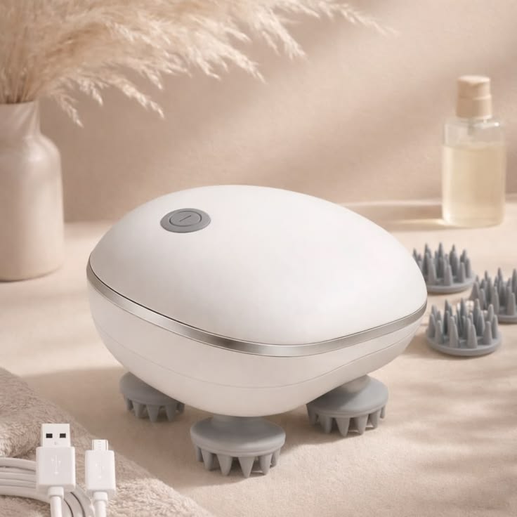Electric Scalp Massager with 4 Rotating Heads | USB Rechargeable Waterproof Head & Body Massager | Hair Growth, Dandruff Removal, Stress Relief & Deep Tissue Massage
