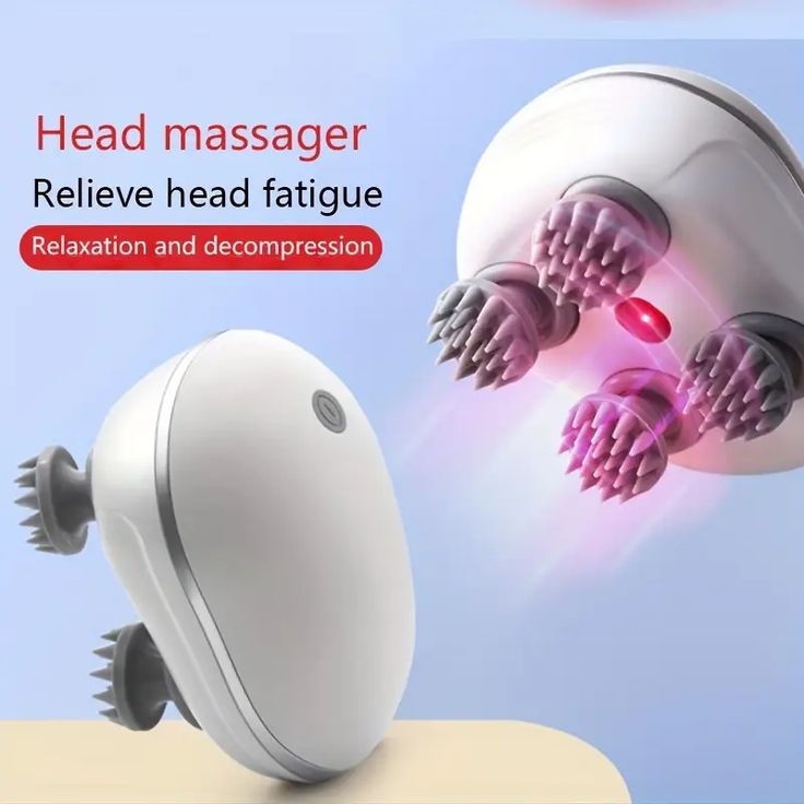 Electric Scalp Massager with 4 Rotating Heads | USB Rechargeable Waterproof Head & Body Massager | Hair Growth, Dandruff Removal, Stress Relief & Deep Tissue Massage